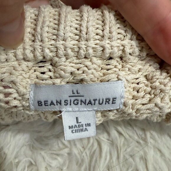 L.L. BEAN Signature Women's Cotton Fisherman Tunic Sweater Beige Size Large - Picture 7 of 9